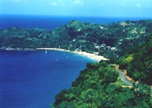 Tobago Castara at the Caribbean with long sandy beach. Ideal for relaxing, snorkelling and diving