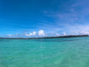 Buccoo Reef on Tobago with nylon pool in the Caribbean