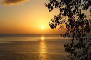 Sunset in the Caribbean on Tobago and Trinidad and Tobago.