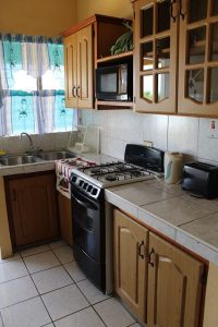 Kitchen at the Reef View Apartment in Buccoo in Tobago in the Caribbean